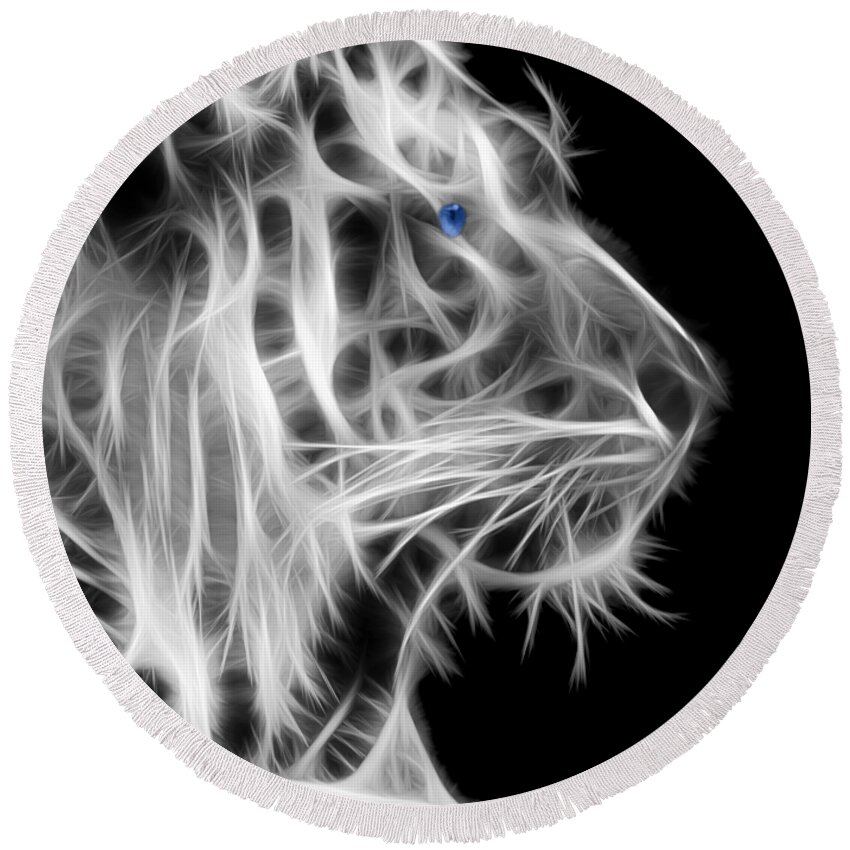 White Tiger Round Beach Towel featuring the photograph White Tiger by Shane Bechler