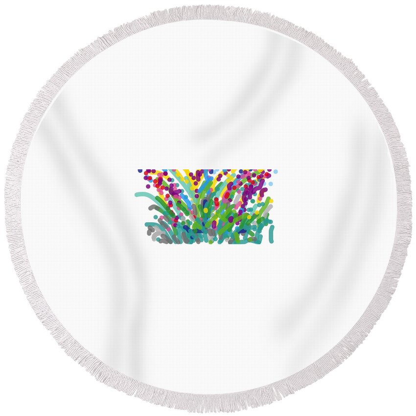 Nature Round Beach Towel featuring the digital art Explosive Floral Burst by Alida M Haslett
