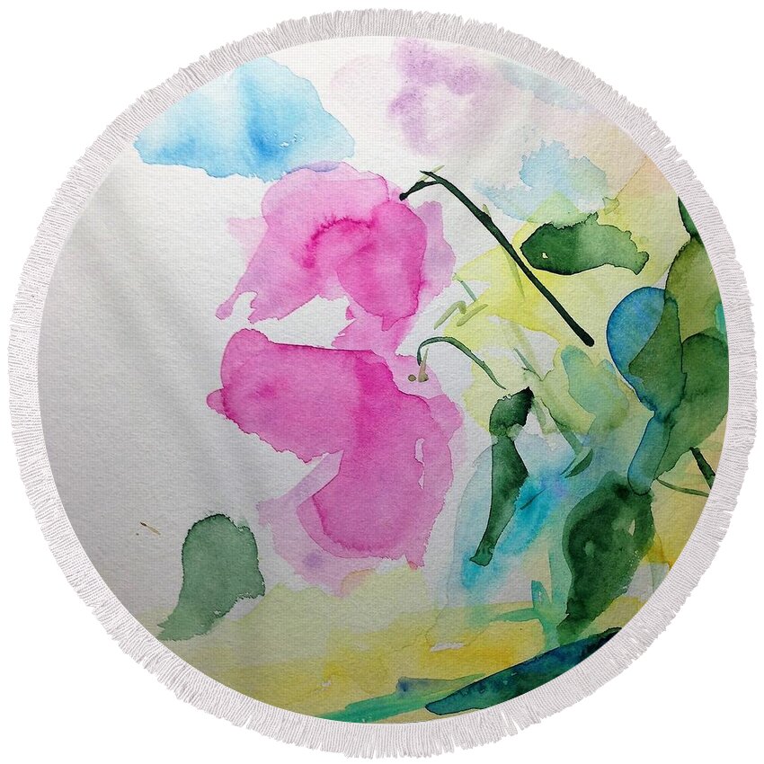 Two Round Beach Towel featuring the painting Wild Flowers Part Three by Britta Zehm