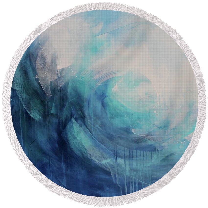 Abstract Round Beach Towel featuring the photograph Wild Ocean by Tracy Male