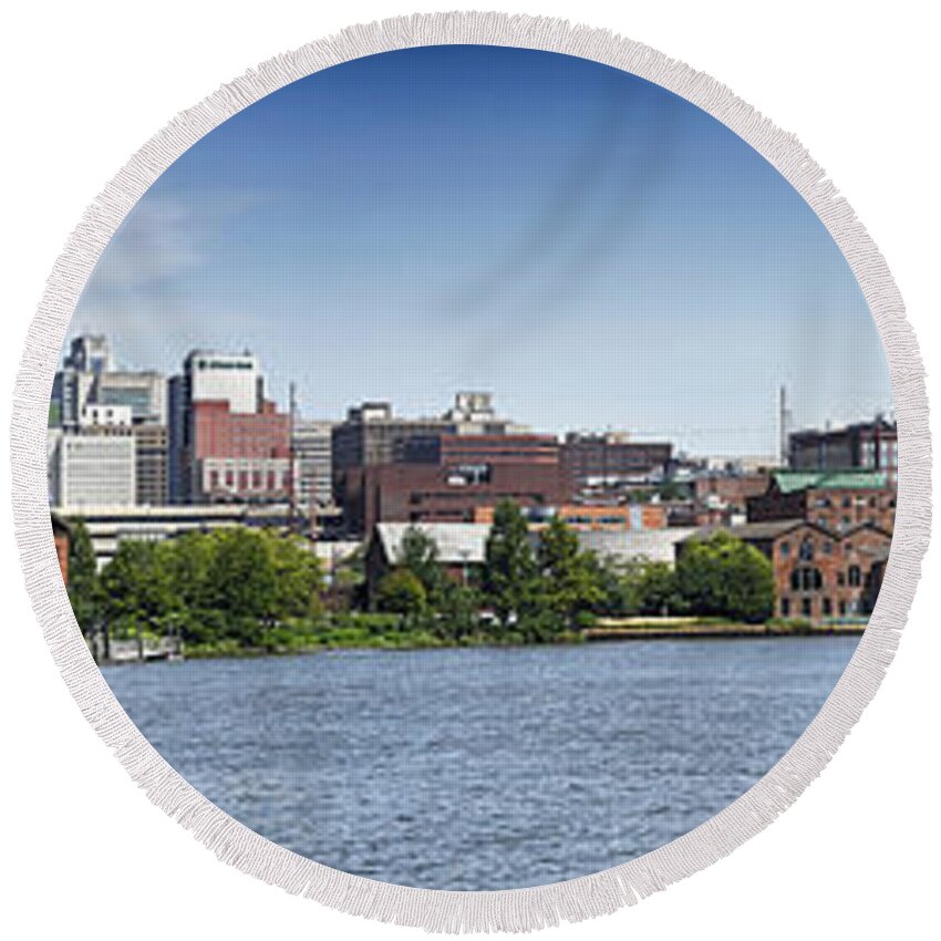 wilmington Delaware Round Beach Towel featuring the photograph Wilmington Skyline Panorama - Delaware by Brendan Reals