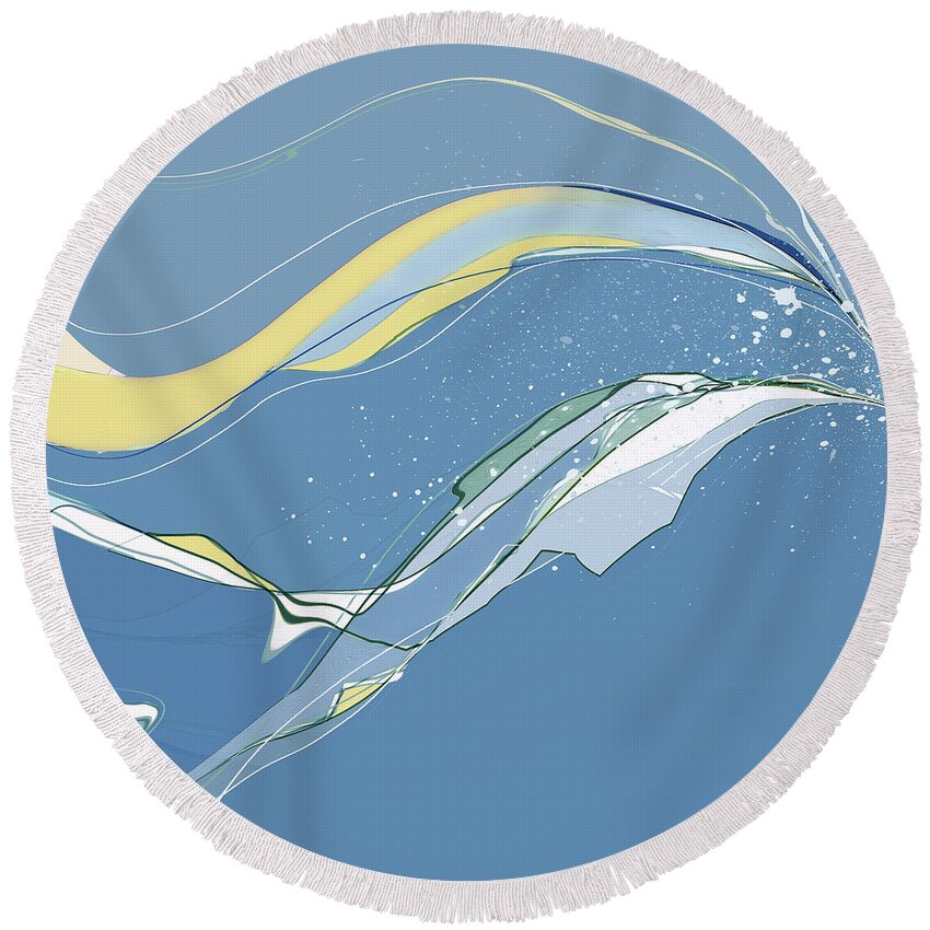 Abstract Round Beach Towel featuring the digital art Windblown by Gina Harrison