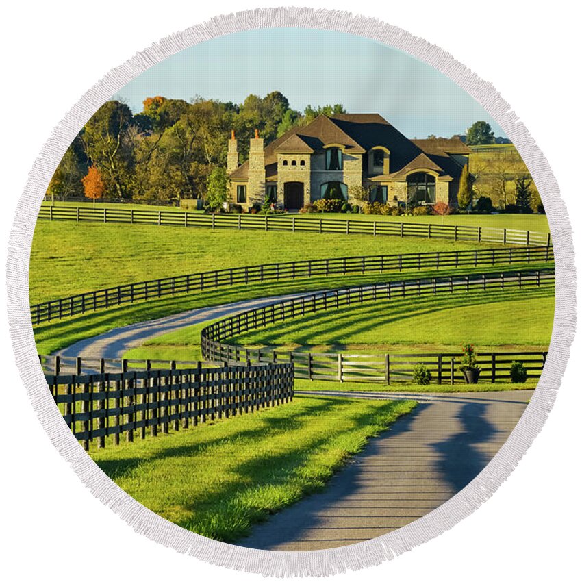 Lexington Round Beach Towel featuring the photograph Winding Entrance by Bob Phillips
