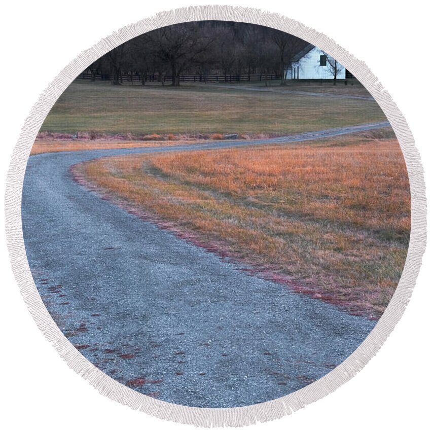 Berryville Virginia Round Beach Towel featuring the photograph Winding Road by Tom Singleton