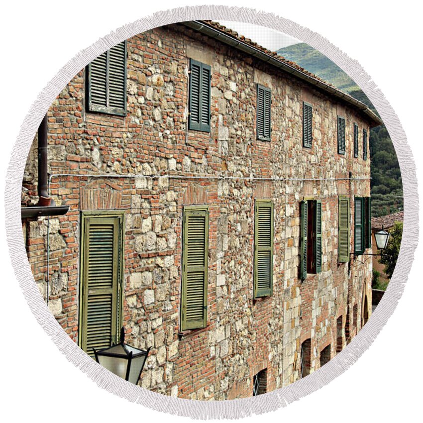 Tuscany Round Beach Towel featuring the photograph Windows on my street by Jacci Freimond Rudling