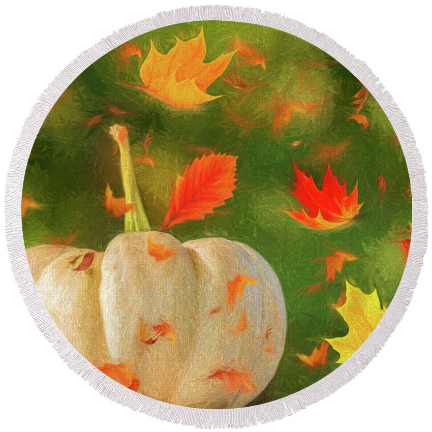 Autumn Round Beach Towel featuring the photograph Winds of Autumn by Cathy Kovarik