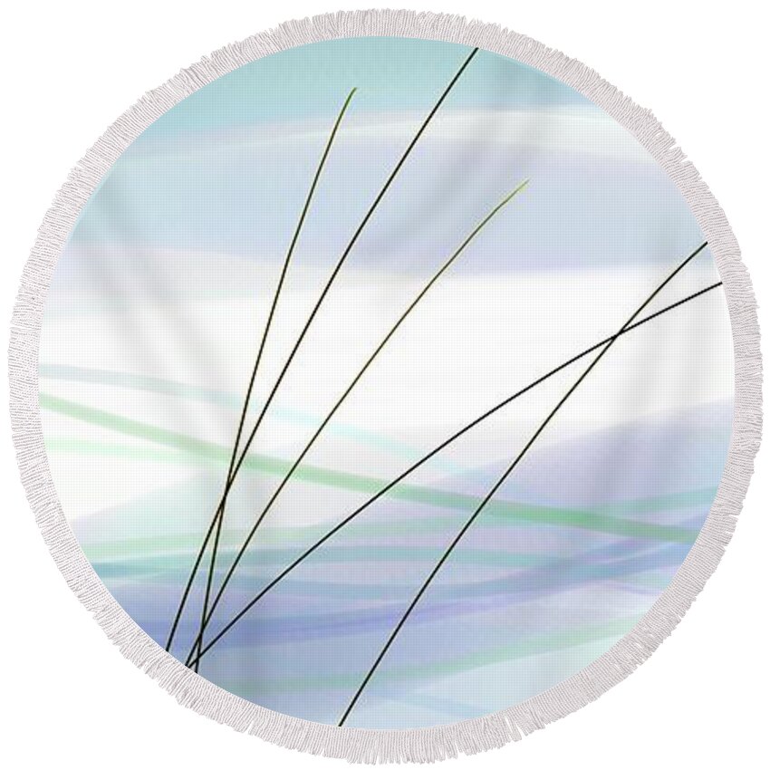 Abstract Round Beach Towel featuring the digital art Windswept by Gina Harrison