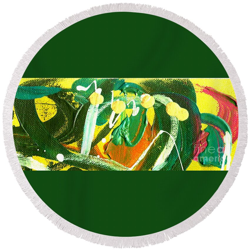 Abstract Round Beach Towel featuring the painting Windswept III by Angela L Walker