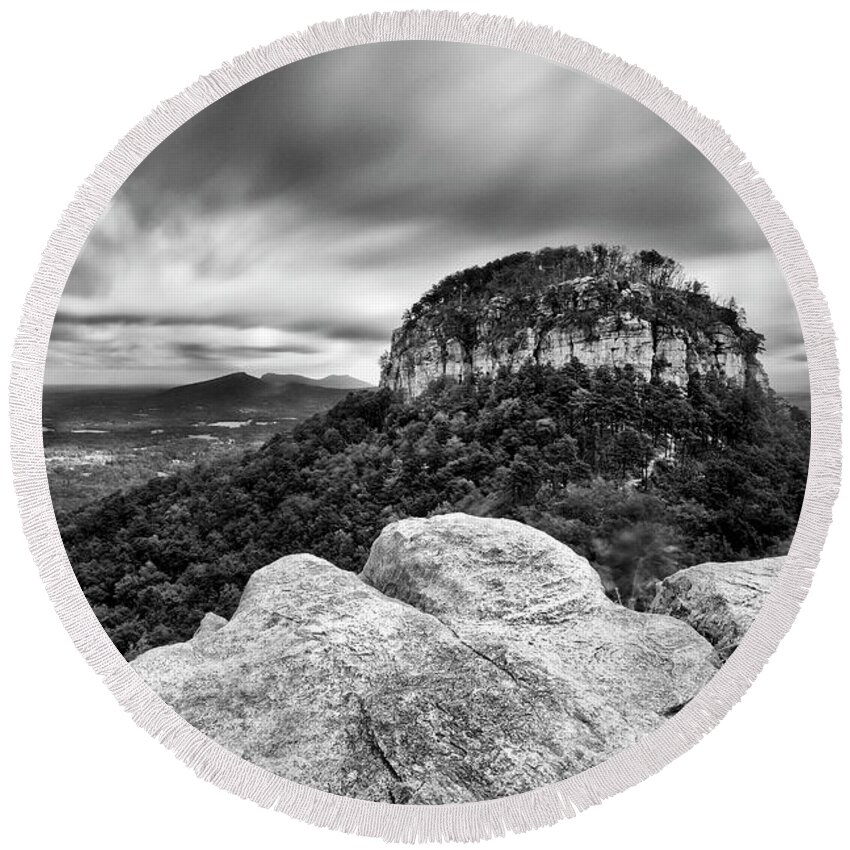 Black And White Round Beach Towel featuring the photograph Windy Day by Patrick Lynch