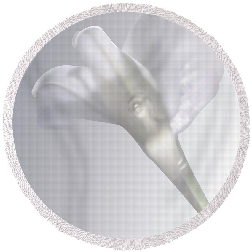  Round Beach Towel featuring the photograph Winged Woman in White Lily by Heather Kirk