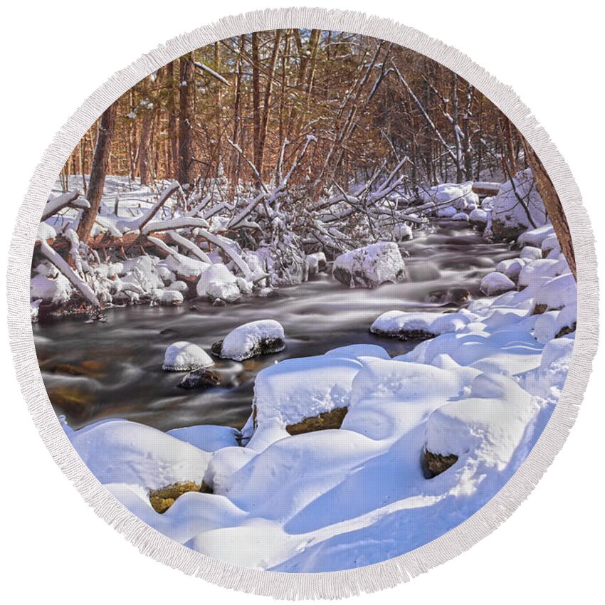 Winter Round Beach Towel featuring the photograph Winter Crisp by Angelo Marcialis