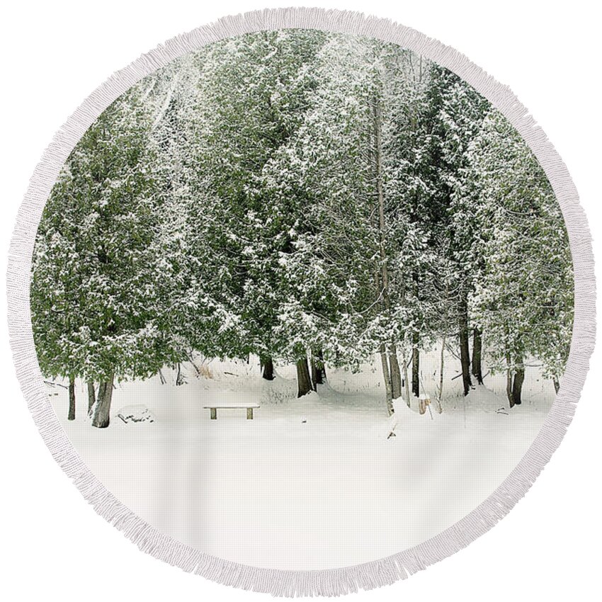 Winter Ice Storm Print Round Beach Towel featuring the photograph Winter Ice Storm Print by Gwen Gibson