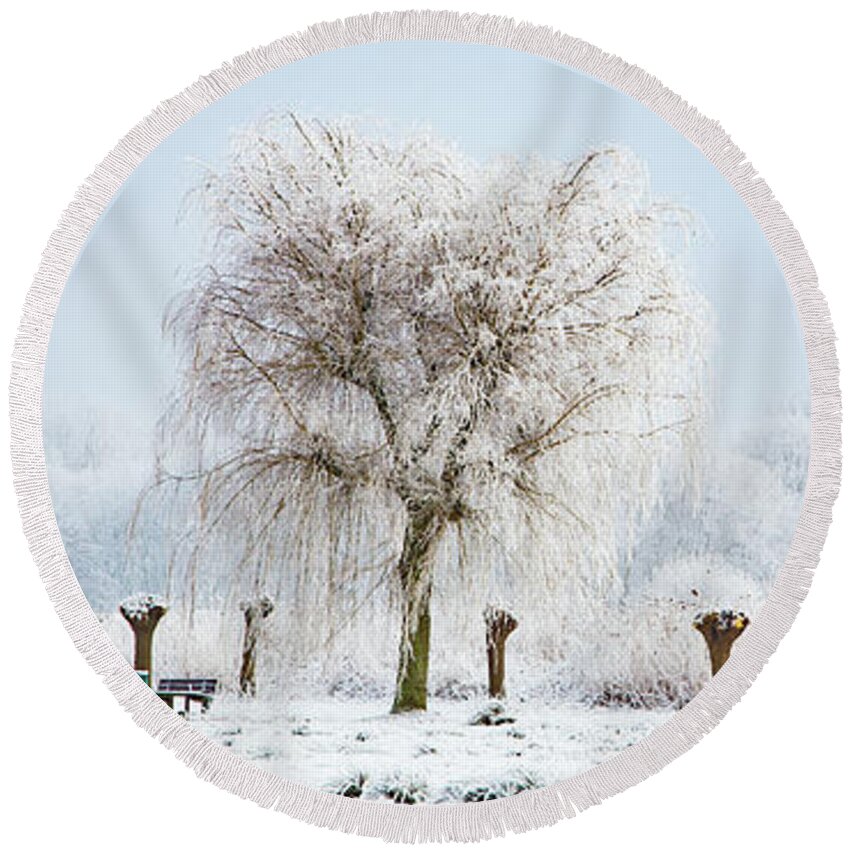 Holland Round Beach Towel featuring the photograph Winter in Holland by Casper Cammeraat