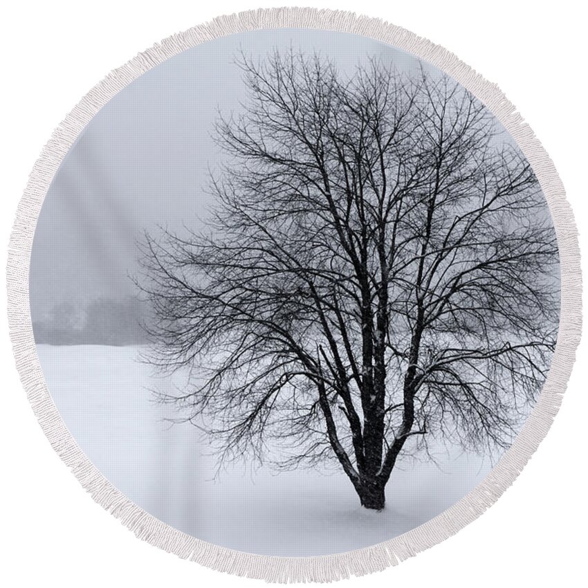 Winter Round Beach Towel featuring the photograph Winter in New England by David Rucker