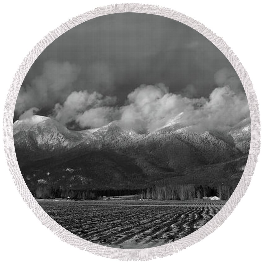 Winter Round Beach Towel featuring the photograph Winter in the Flathead by Whispering Peaks Photography