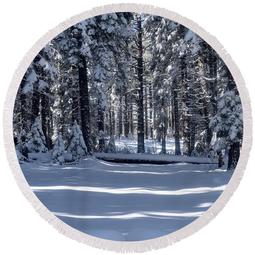 Winter Magic Round Beach Towel featuring the photograph Winter Magic by Maria Jansson