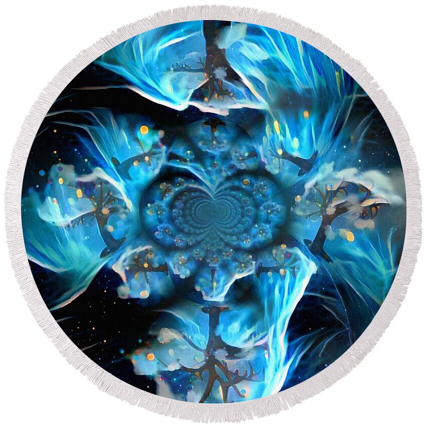Ornament Round Beach Towel featuring the digital art Winter Tree by Bruce Rolff