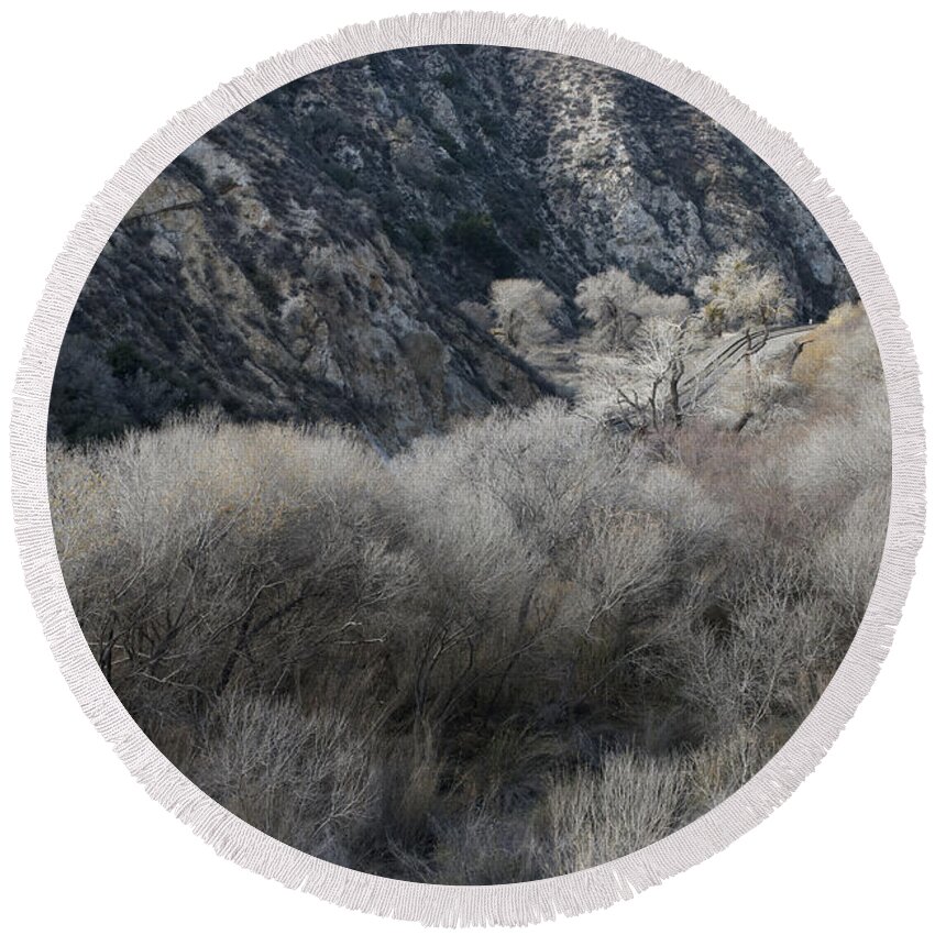 Landscape Round Beach Towel featuring the photograph Winter Valley by Kathleen Grace