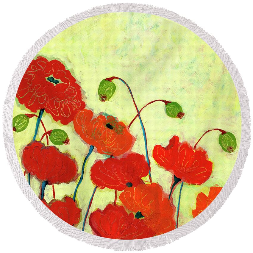 Floral Round Beach Towel featuring the painting Wishful Blooming by Jennifer Lommers