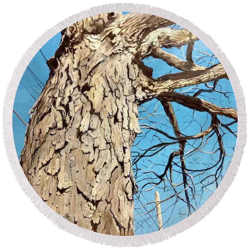 Tree Round Beach Towel featuring the painting Witness by William Brody