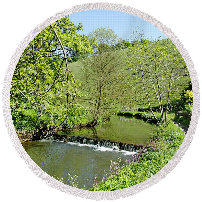 Europe Round Beach Towel featuring the photograph Wolfscote Dale near Fishpond Bank by Rod Johnson