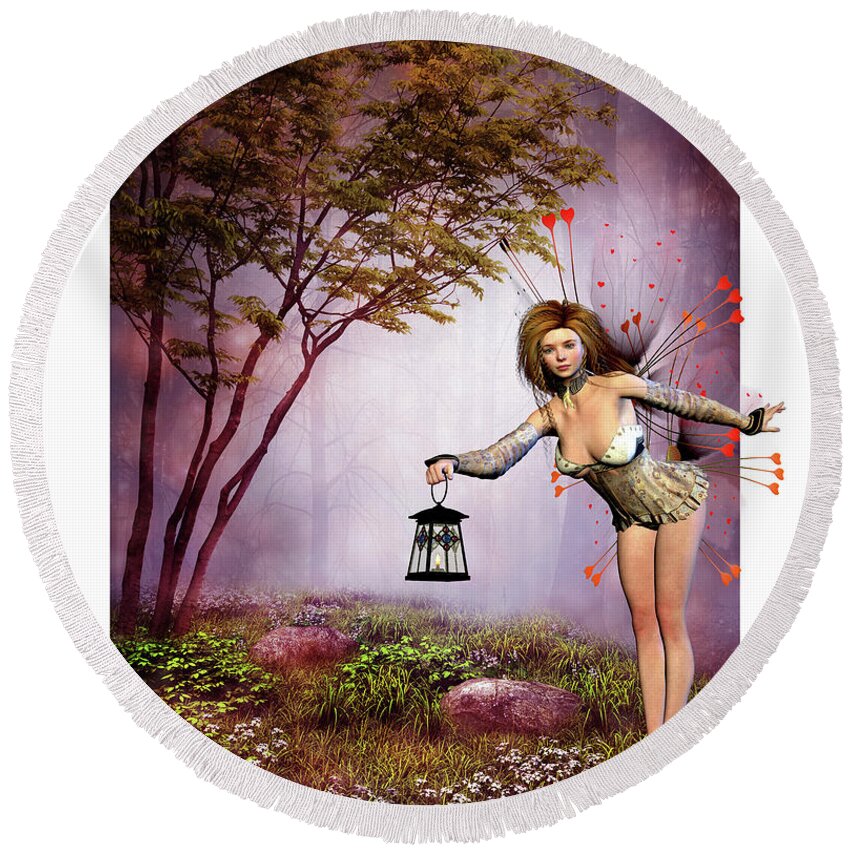 Woodland Surprise Round Beach Towel featuring the digital art Woodland Surprise by John Junek