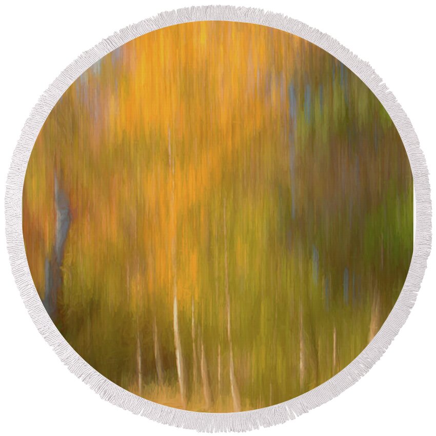 Abstract Round Beach Towel featuring the photograph Woodland Walk by John Fotheringham