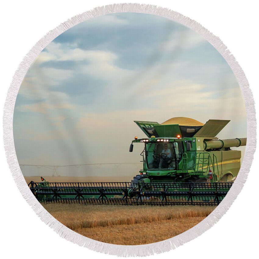 Farm Round Beach Towel featuring the photograph Working Alone by Todd Klassy