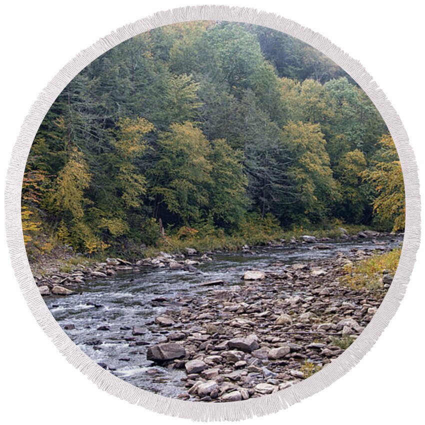 Worlds End State Park Round Beach Towel featuring the photograph Worlds End State Park Loyalsock Creek by Frank Morales Jr