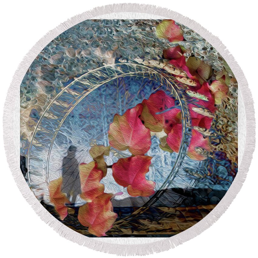 Ferris Wheel Round Beach Towel featuring the photograph Worry by Peggy Dietz
