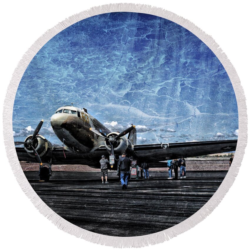 Photograph Round Beach Towel featuring the photograph WWII Workhorse by Richard Gehlbach