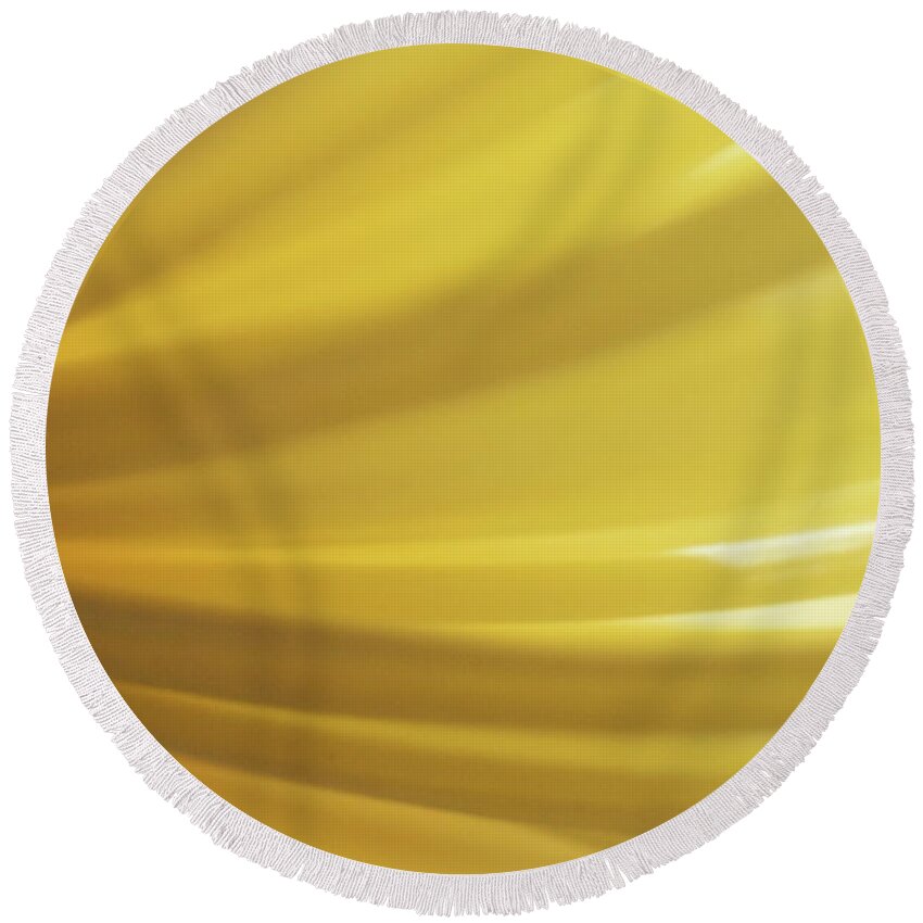 Photograph Round Beach Towel featuring the photograph Yellow Mum Petals #8 by Larah McElroy