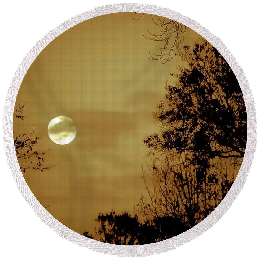 Moon Round Beach Towel featuring the photograph Yesteryears Moon by DigiArt Diaries by Vicky B Fuller
