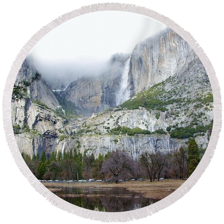 Yosemitie Round Beach Towel featuring the photograph Yosemite National Park Falls by Phyllis Spoor