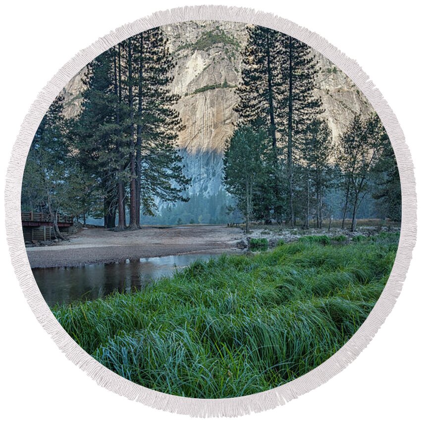 Yosemite Valley Round Beach Towel featuring the photograph Yosemite Valley Grasses 7R2_DSC2420_10082017-HDR by Greg Kluempers