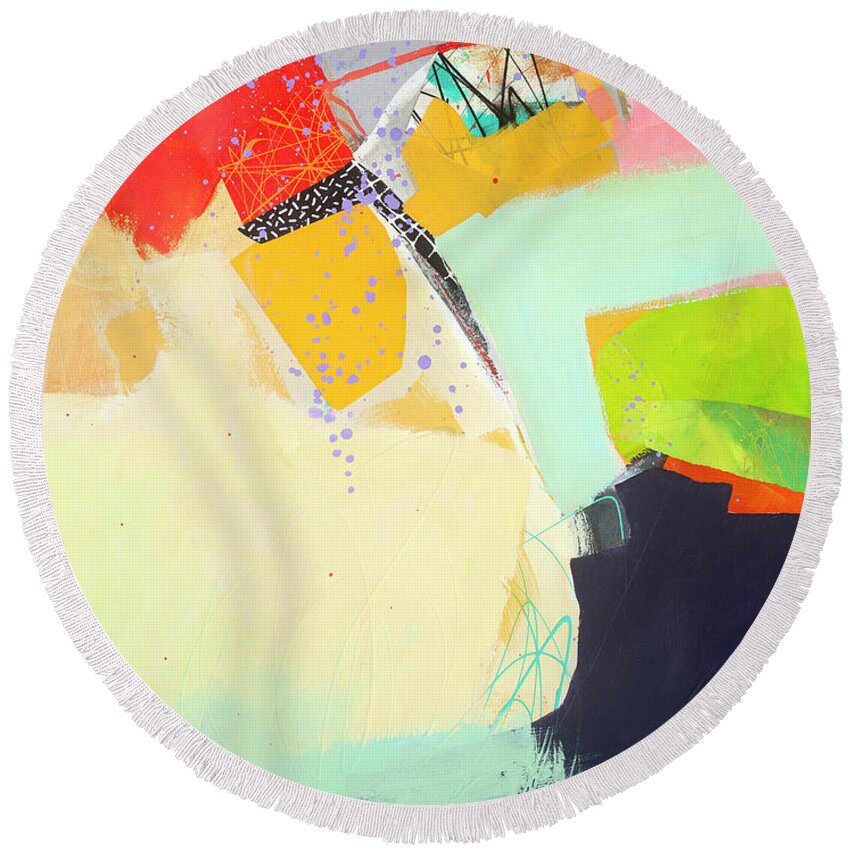 Abstract Art Round Beach Towel featuring the painting You Should See Me Now by Jane Davies