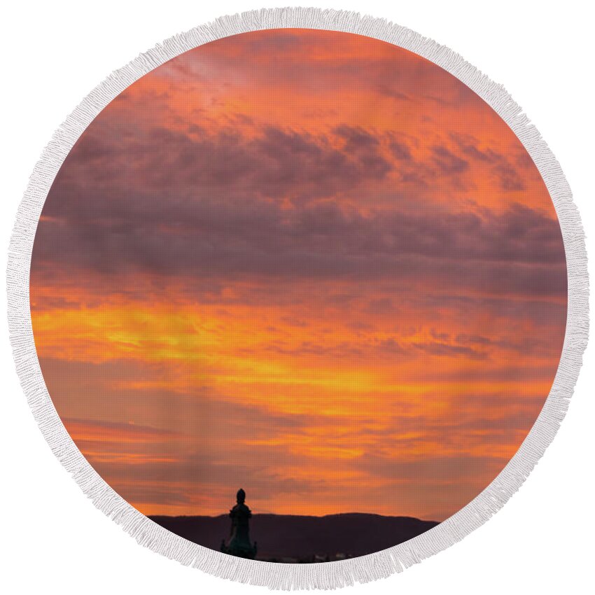 Zagreb Round Beach Towel featuring the photograph Zagreb Sunset 5 by Steven Richman