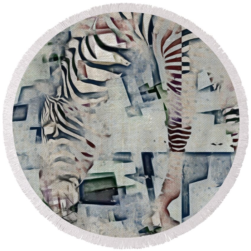 Zebra Round Beach Towel featuring the photograph Zebra Art - 52spt by Variance Collections