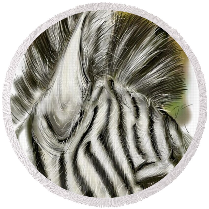 Zebra Round Beach Towel featuring the digital art Zebra Digital by Darren Cannell