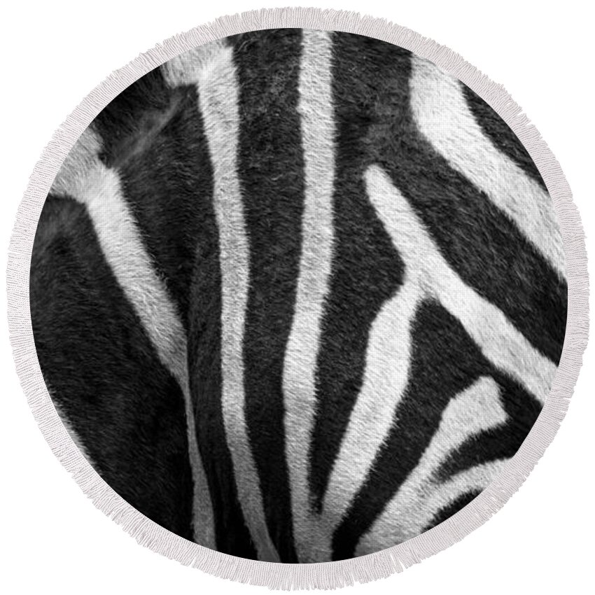 Zebra Round Beach Towel featuring the photograph Zebra Stripes by Racheal Christian