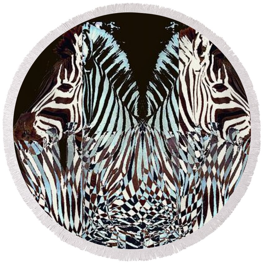 Zebra Round Beach Towel featuring the digital art Zebraic Equation by Stephanie Grant