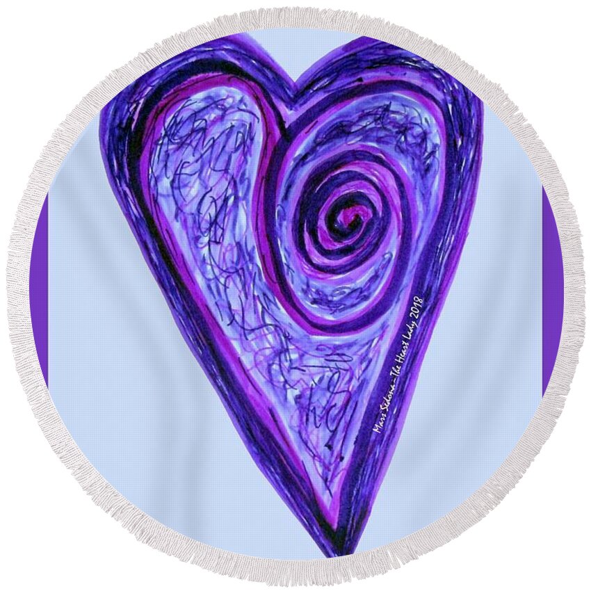 Heart Round Beach Towel featuring the photograph Zen Heart Pink Purple Vortex by Mars Besso