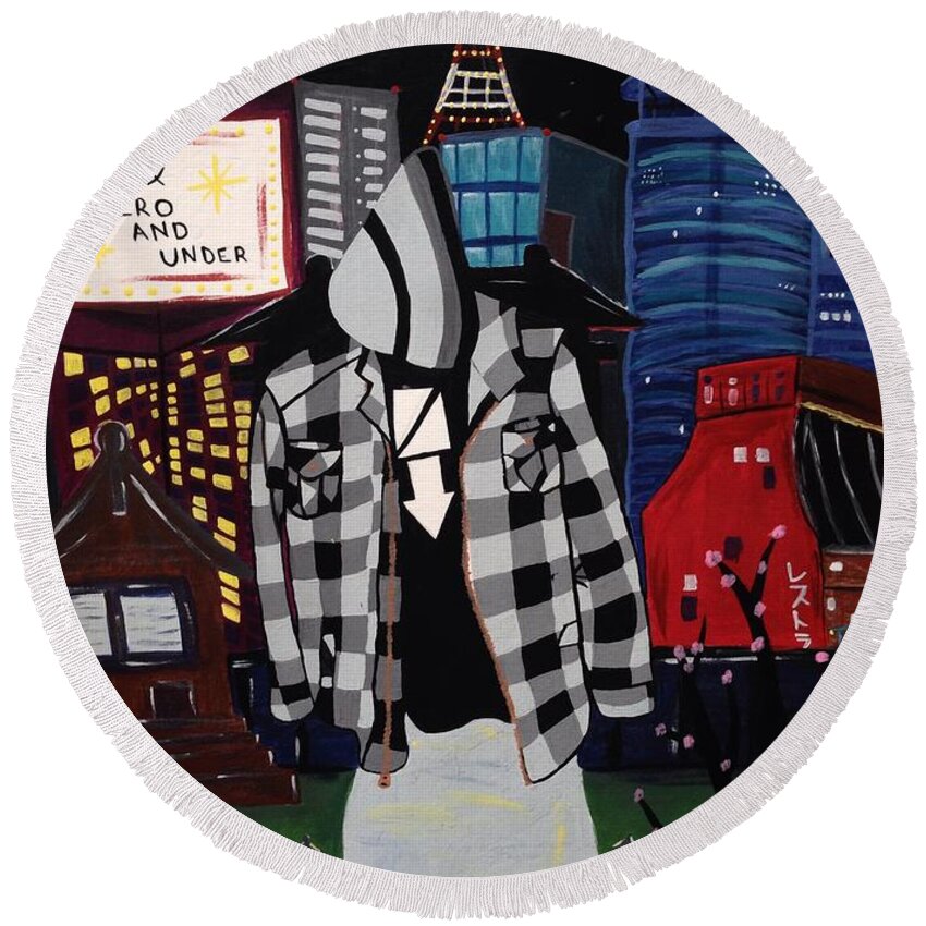 Tokyo Round Beach Towel featuring the photograph Zero and Under Goes to Tokyo by Annie Walczyk