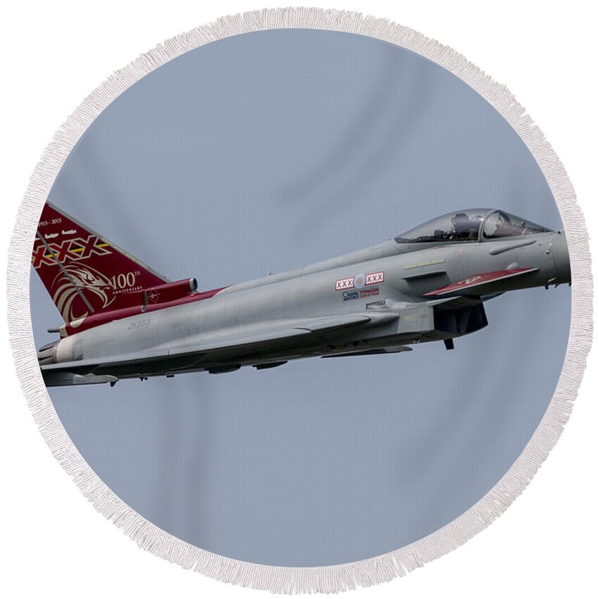 Raf Typhoon Round Beach Towel featuring the digital art ZK353 29R Squadron Typhoon by Airpower Art