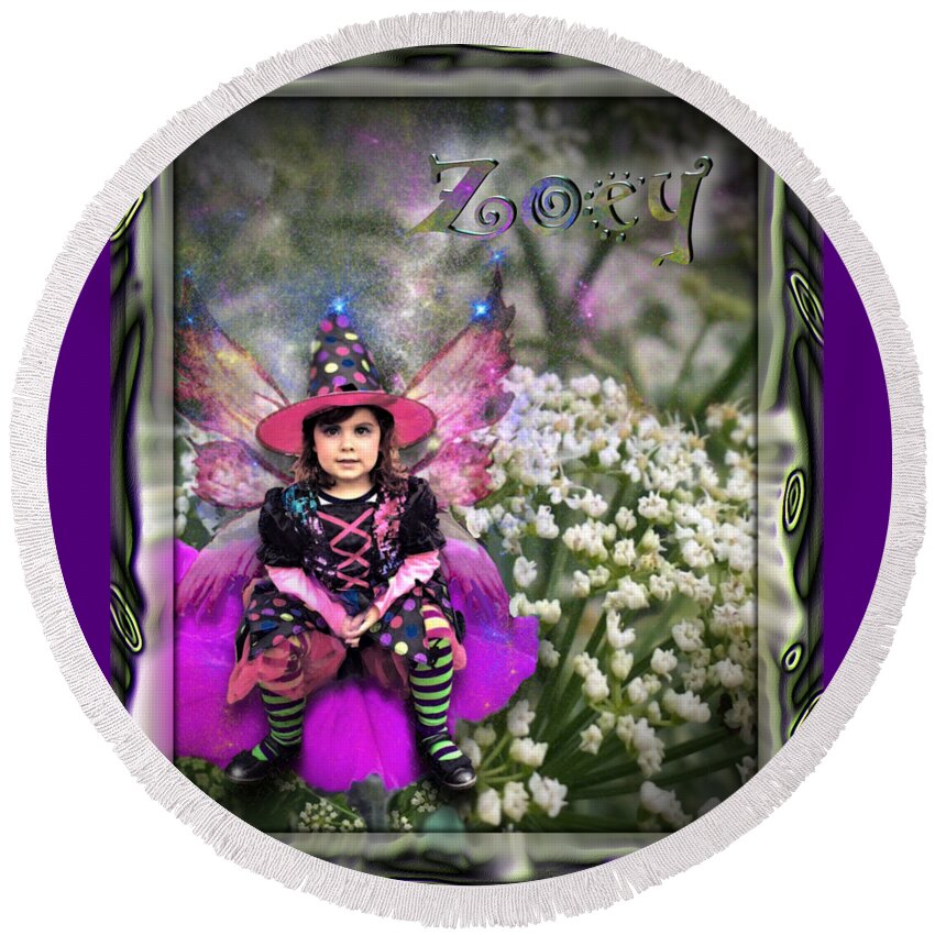  Round Beach Towel featuring the digital art Zoey by Susan Kinney