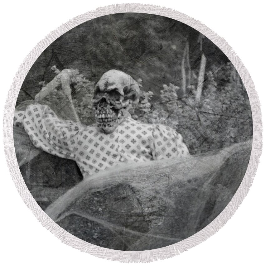 Halloween Round Beach Towel featuring the photograph Zombie Child by Nina Silver