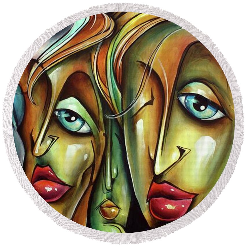 Round Beach Towel featuring the painting ' Pieces of Eight' by Michael Lang