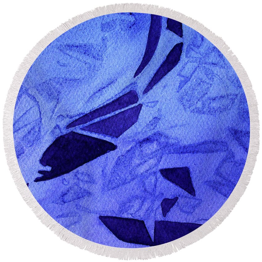 Paintings Round Beach Towel featuring the painting 08 Purple Abstract 1 by Kathy Braud