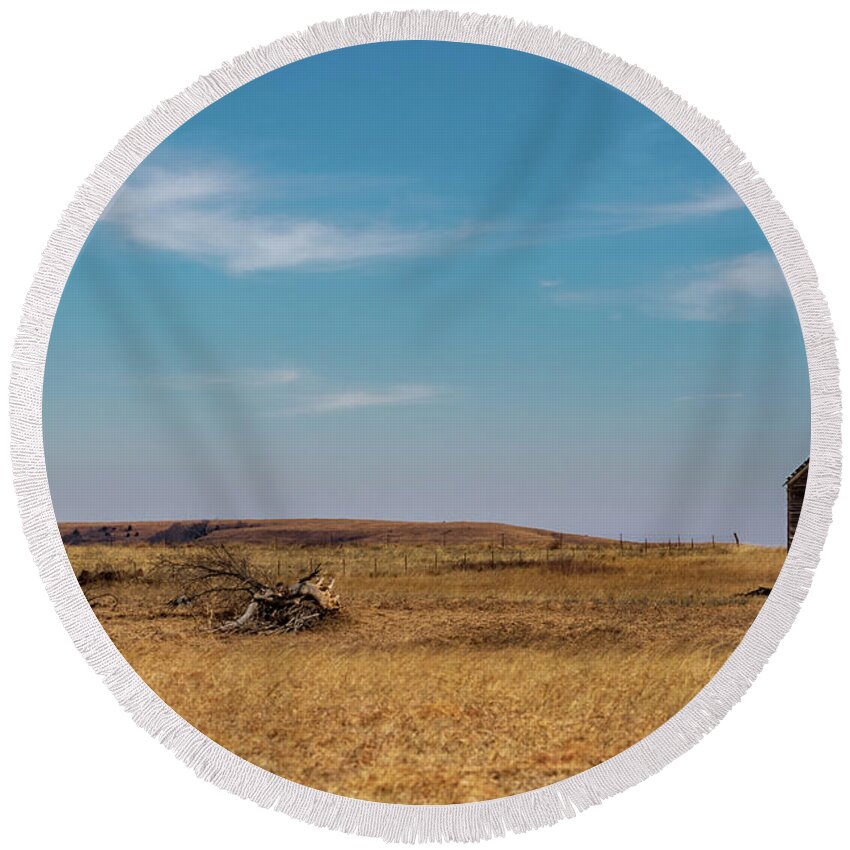 Jay Stockhaus Round Beach Towel featuring the photograph Abandoned #1 by Jay Stockhaus