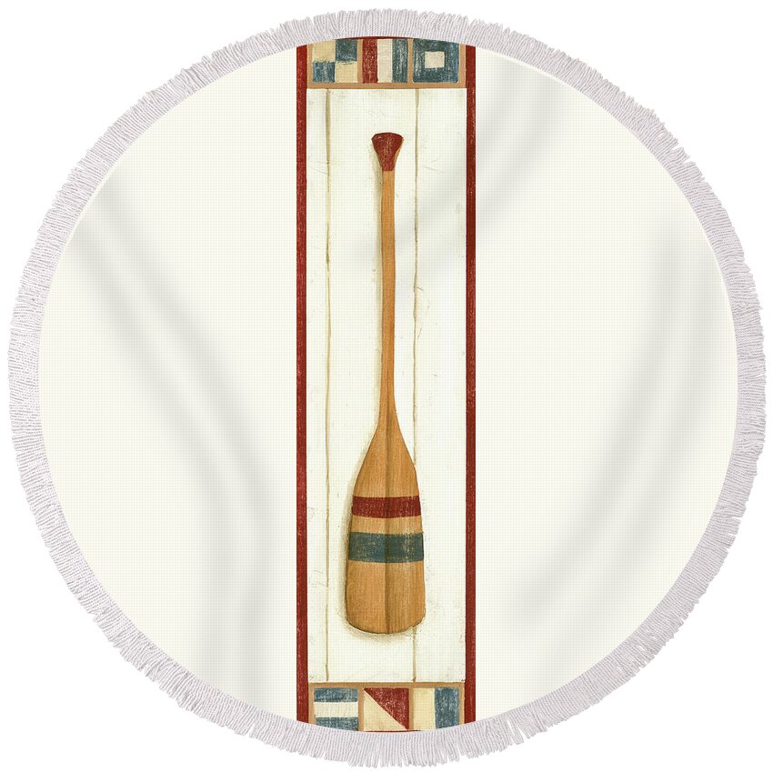 Nautical Round Beach Towel featuring the painting Americana Oar II #1 by Ethan Harper